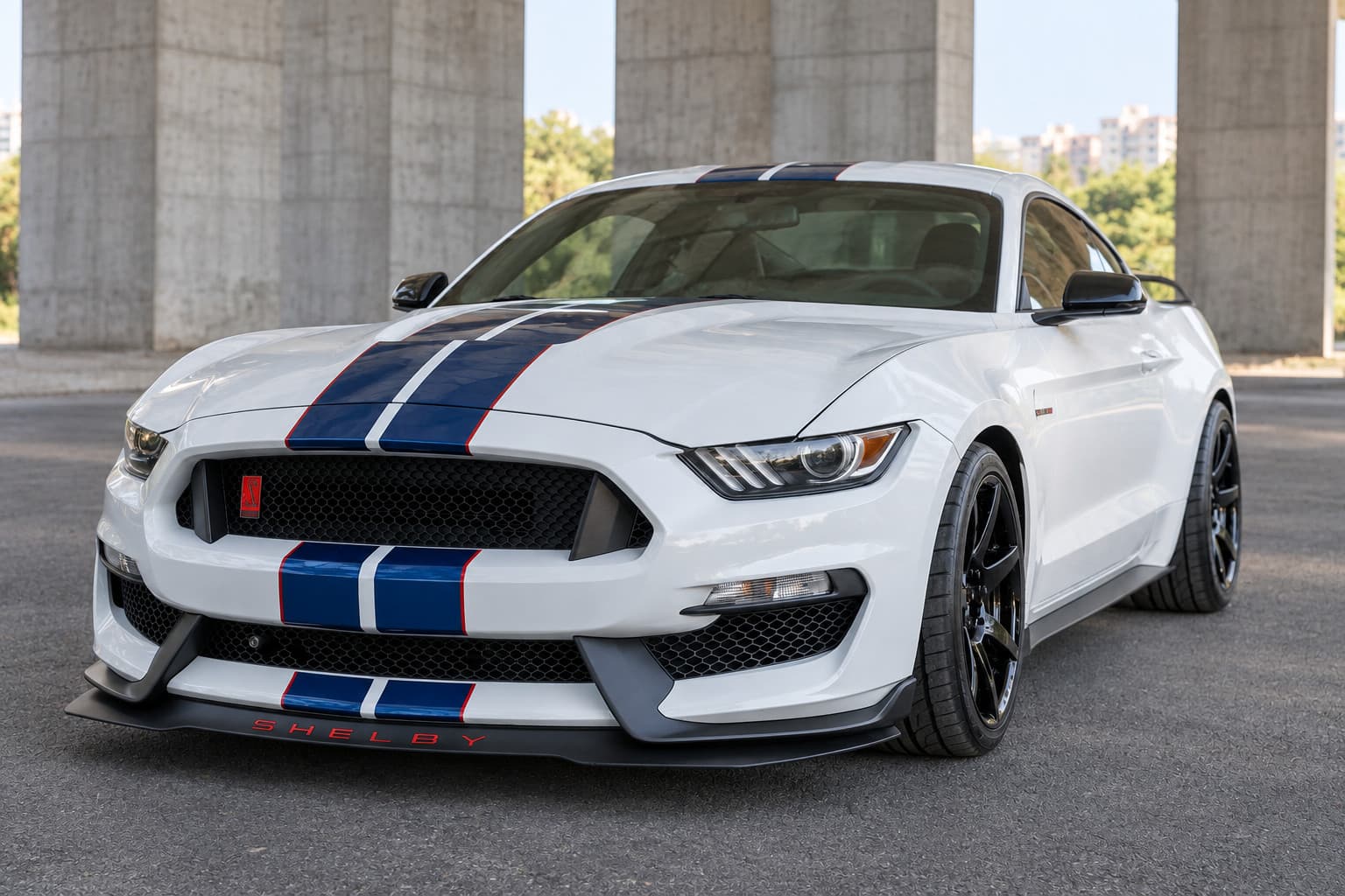 Ford Mustang in the Under the viaduct scene, created with CarStudio