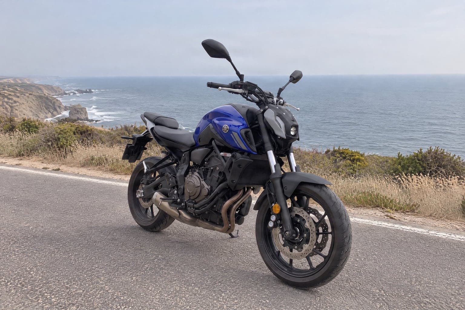 Yamaha MT-07 in the Coast road scene, created with CarStudio